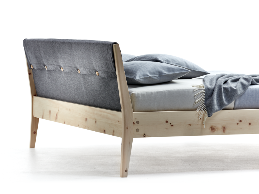 Housse für Kopfhaupt Bett Almeno, Wollstoff Stavang Stein