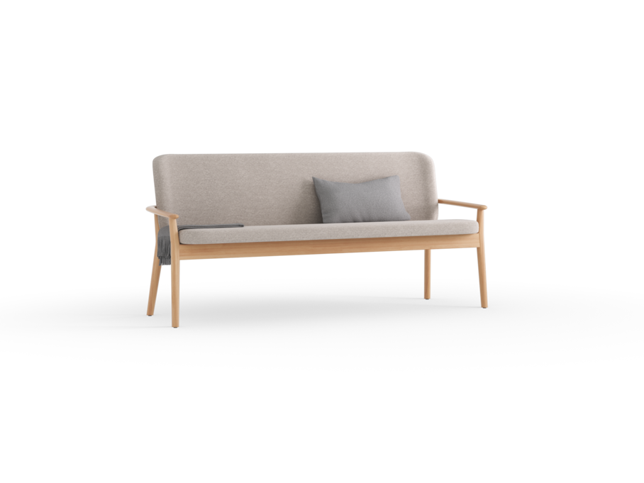 Polsterbank Kilian, 180 cm, Wollstoff Tano Natur, Buche