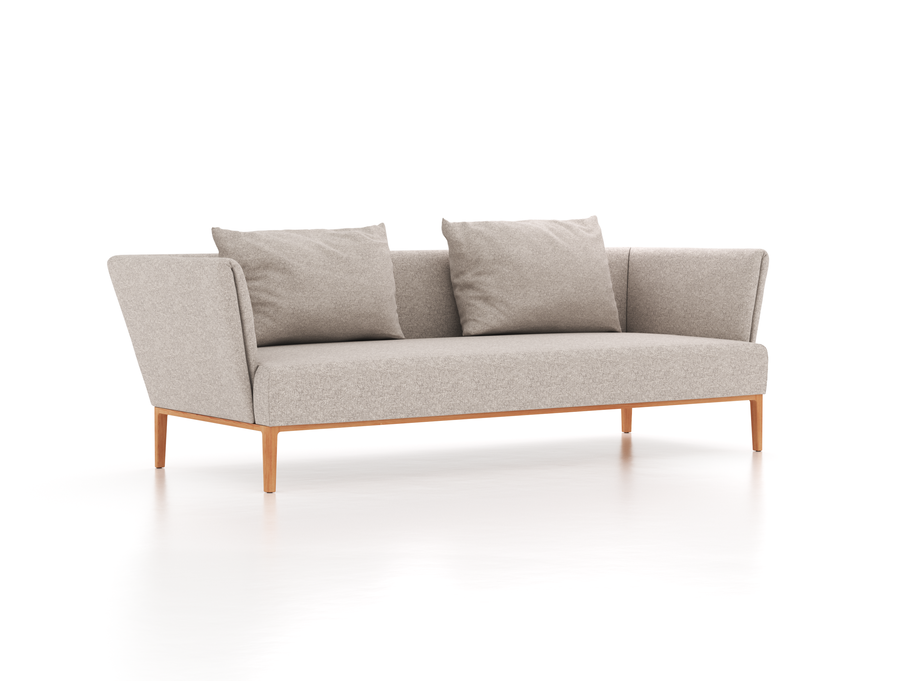 3er Sofa Lorea, B 236 x T 95 cm, inkl. 2 Kissen (60x85 cm), mit Bezug Wollstoff Tano Natur (79), Buche
