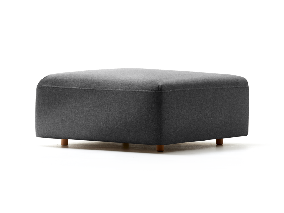 Hocker Sereno, bodennah, Buche, Wollstoff Kaland Schiefer