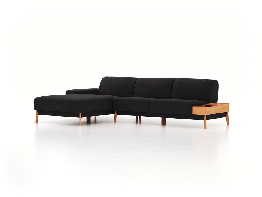 Lounge-Sofa Alani, B 300 x T 179 cm, Liegeteil links, Sitzhöhe in cm 44, mit Bezug Wollstoff Kaland Schiefer (67), Buche