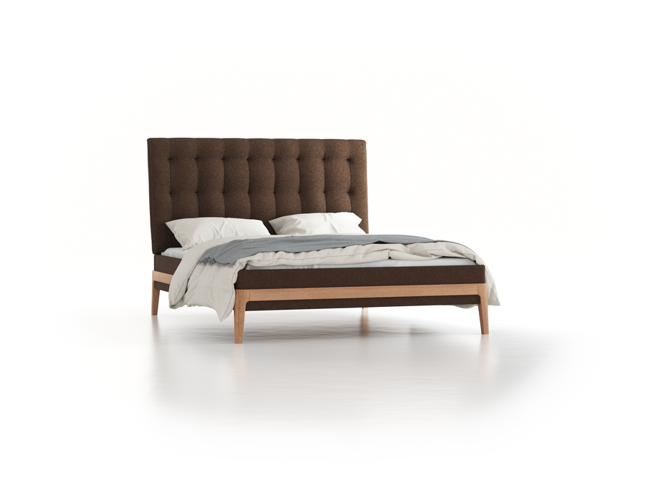 Polsterbett Filomena, 160 x 200 cm, Wollstoff Stavang Torf (64), Eiche