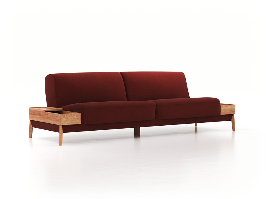 2er-Sofa Alani, B 212 x T 94 cm, Sitzhöhe in cm 44, mit Bezug Wollstoff Kaland Ziegel (72), Eiche