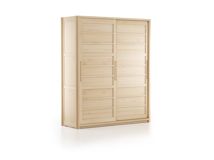 Kleiderschrank Kurido 2-türig, B 195,6 x H 230x T 66,3 cm, schmale Türen, Holz, Esche