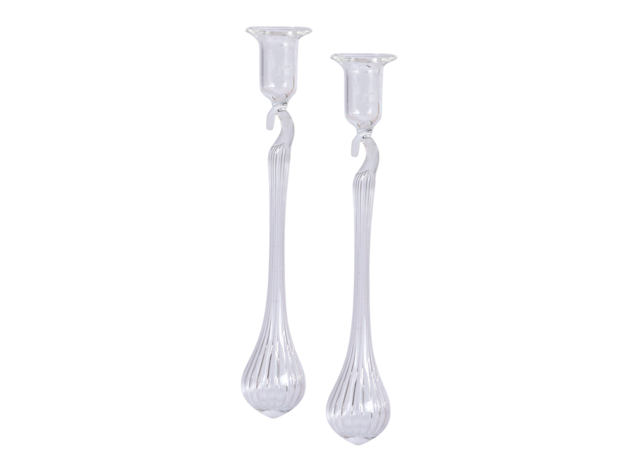 2er-Set Pendelkerzenhalter aus Konturaxglas, mundgeblasen