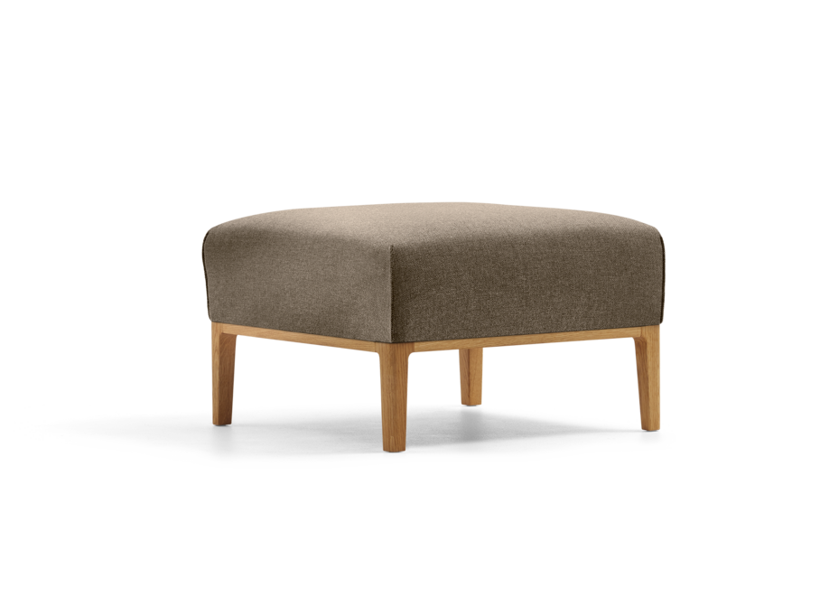 Hocker Lorea, Eiche, mit Bezug Wollstoff Kaland Torf
