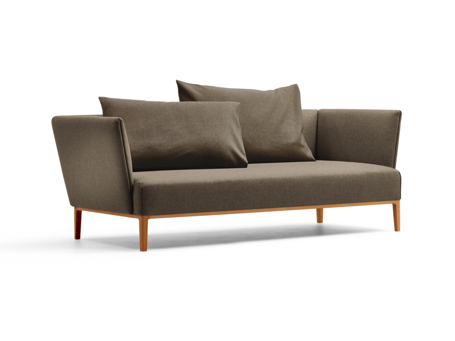 Lorea 2er-Sofa, Buche, mit Bezug Wollstoff Kaland Torf