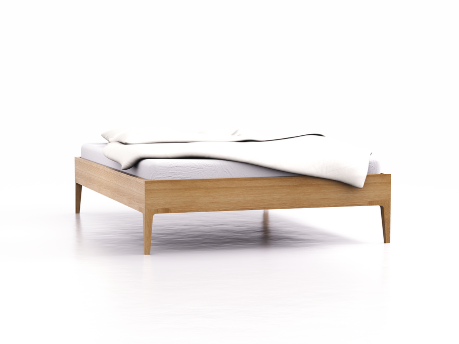 Bett Altro ohne Betthaupt, Fuß-Set vierkant/ konisch, 140 x 200 cm, Eiche