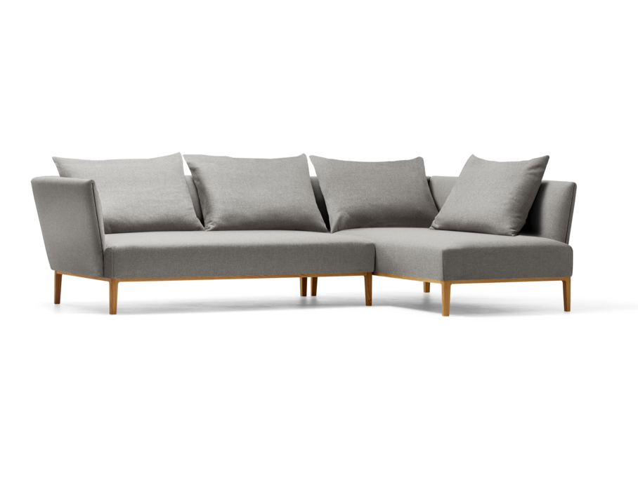 Lorea Ecksofa, Eiche, mit Bezug Wollstoff Sletta Kiesel