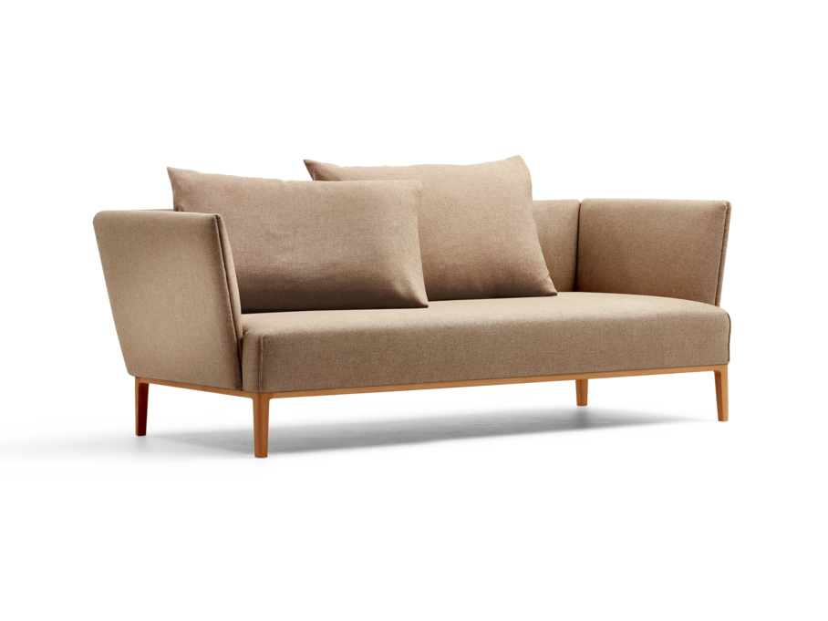 Lorea 2er-Sofa, Buche, mit Bezug Wollstoff Elverum Haselnuss