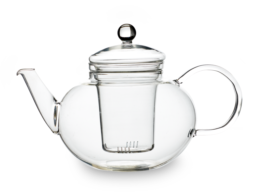Teekanne mit Sieb und Kugeldeckel, Borosilikatglas