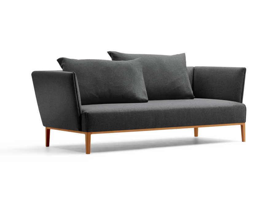 Lorea 2er-Sofa, Buche, mit Bezug Wollstoff Stavang Schiefer