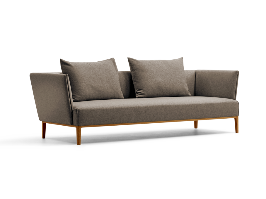 Lorea 3er-Sofa, Eiche, mit Bezug Wollstoff Stavang Torf