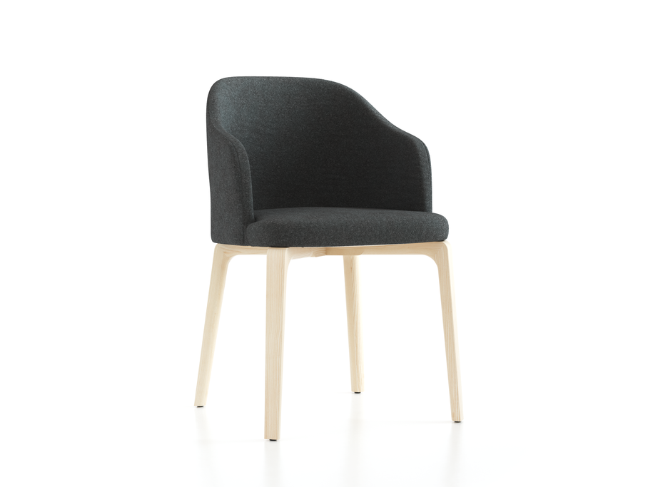 Stuhl Belmont mit Armlehne 56X60/45X83/48 cm, mit Bezug, Wollstoff Stavang Stein (61), Esche