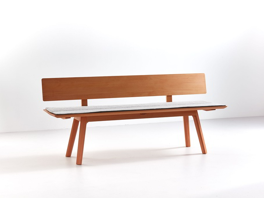 Holzbank Mirato mit Rückenlehne, Buche, L 180 x T 53,5 x H incl. RL 83,3 cm