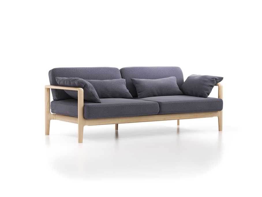 Einzelsofa Linera, Einzelsofa breit, Wollstoff Elverum Torfblau (82), Esche