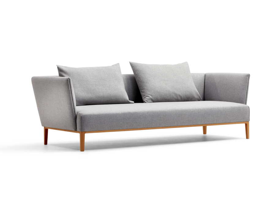 Lorea 3er-Sofa, Buche, mit Bezug Wollstoff Kaland Kiesel