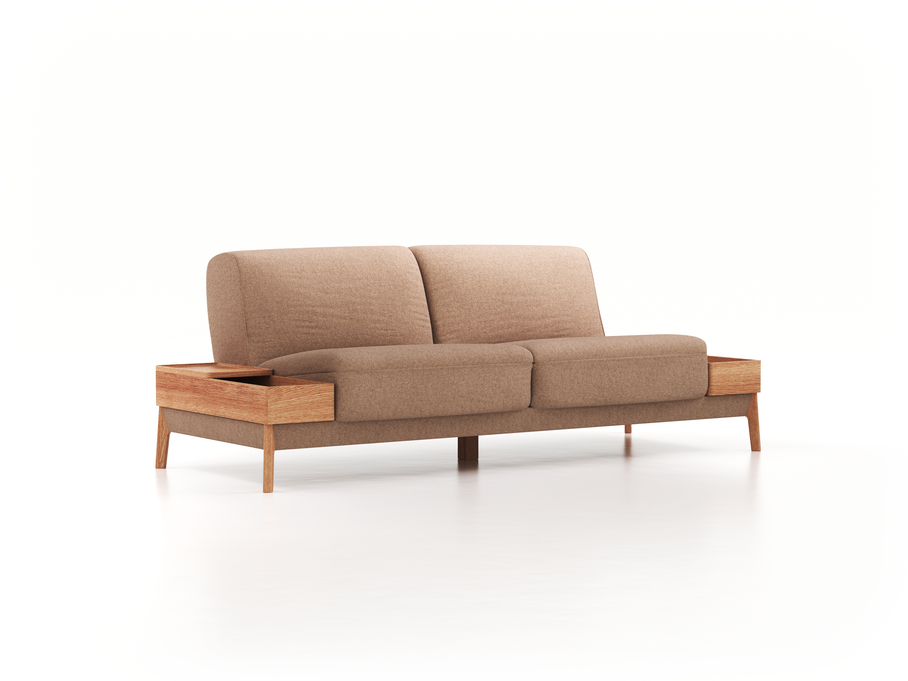 2er-Sofa Alani, B 252 x T94 cm, Sitzhöhe in cm 44, mit Bezug Wollstoff Stavang Sand (66), Eiche