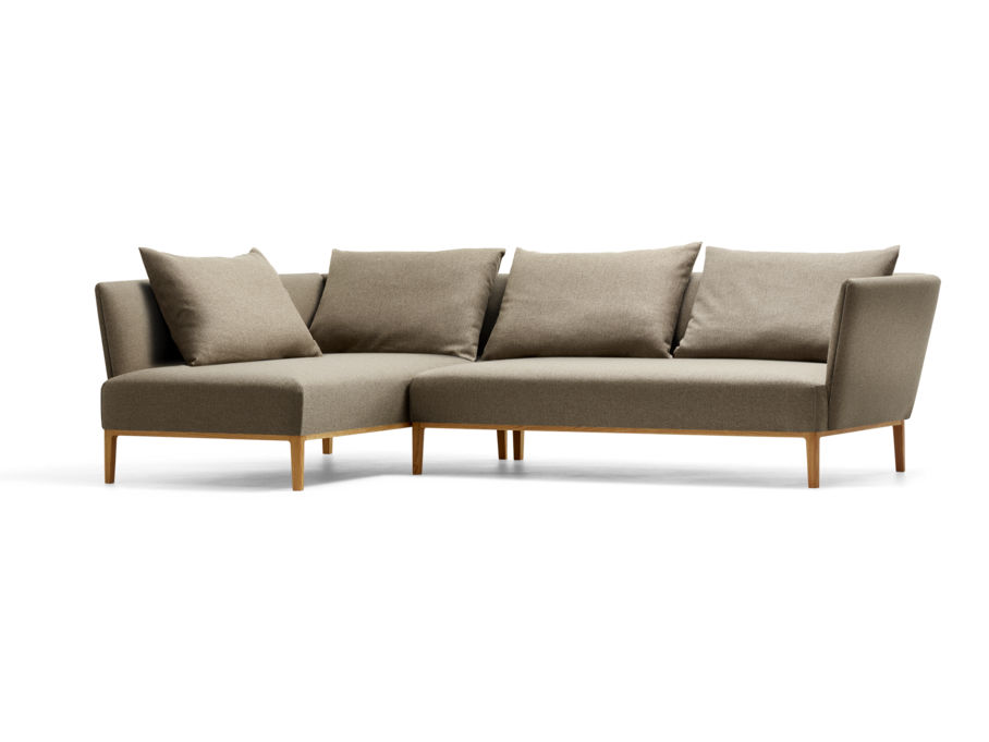Lorea Ecksofa, Eiche, mit Bezug Wollstoff Kaland Torf