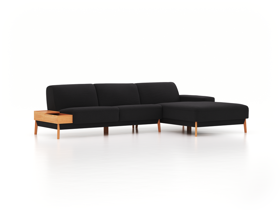 Lounge-Sofa Alani, B 300 x T 179 cm, Liegeteil rechts, Sitzhöhe in cm 44, mit Bezug Wollstoff Kaland Schiefer (67), Buche