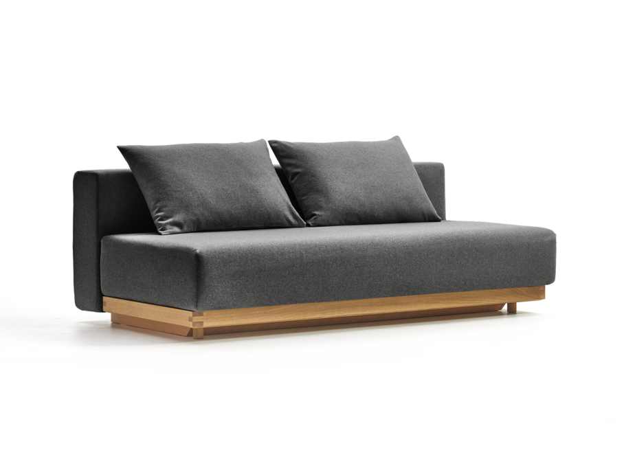 Schlafsofa Nebo, Bezug Wollstoff Stavang Schiefer, Eiche, inkl. 2 Kissen 