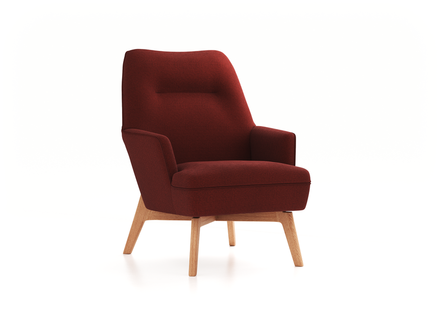 Fauteuil Coppa mit Bezug, Wollstoff Kaland Ziegel (72), Eiche