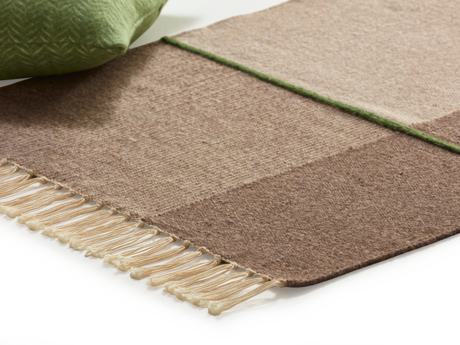 Naturteppich Kelim Mata, Sand/Lorbeer