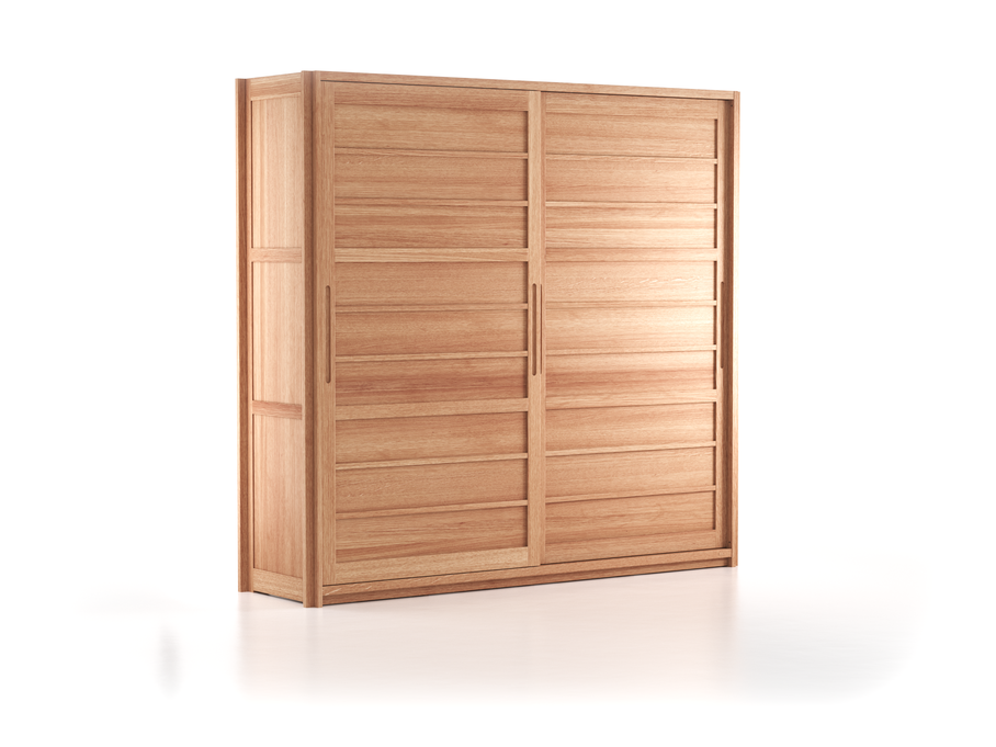 Kleiderschrank Kurido 2-türig, B 243,6x H 230x T 66,3 cm, breite Türen, Holz, Eiche