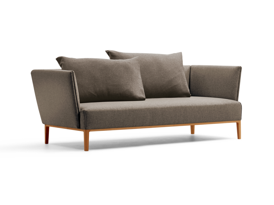 Lorea 2er-Sofa, Buche, mit Bezug Wollstoff Stavang Torf