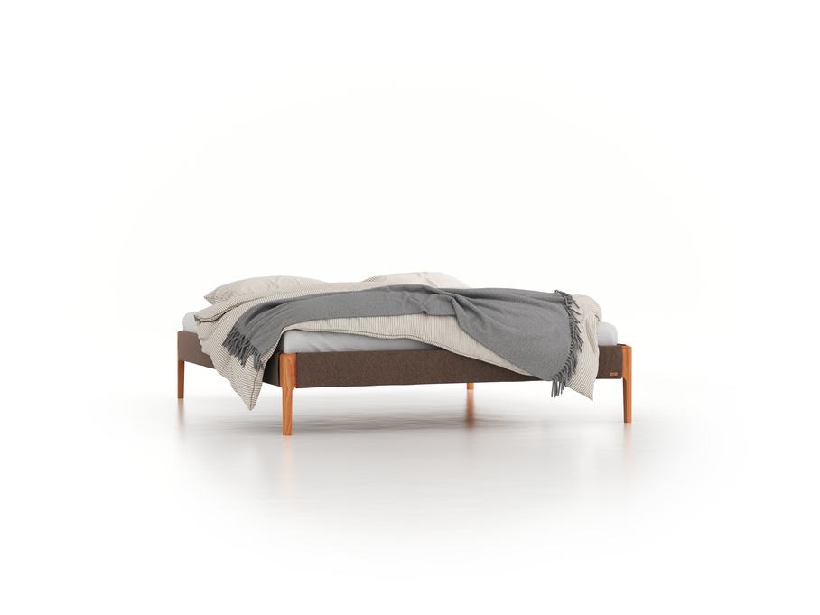 Bett Lorea ohne Betthaupt, 180 x 210 cm, Wollstoff Tano Natur (79), Eiche
