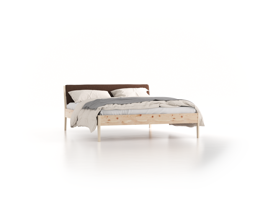 Bett Almeno mit Kopfhaupt inkl. abnehmbare Housse, 160 x 200 cm, Wollstoff Stavang Torf (64), Zirbe