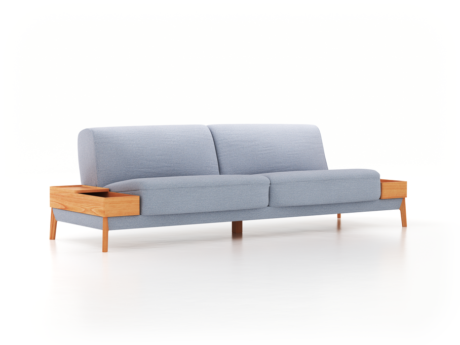 2er-Sofa Alani, B 212 x T 94 cm, Sitzhöhe in cm 44, mit Bezug Wollstoff Elverum Blaugrau (83), Buche