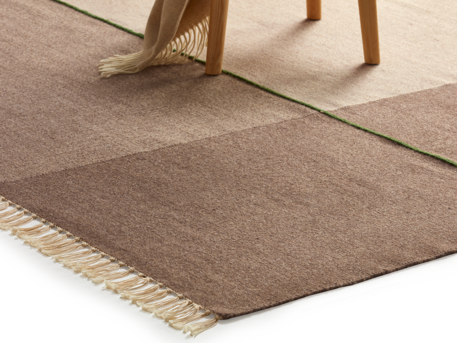 Naturteppich Kelim Mata, Sand/Lorbeer