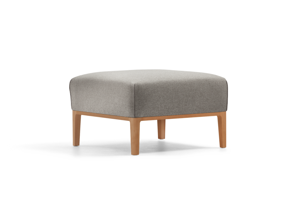 Hocker Lorea, Buche, mit Bezug Wollstoff Sletta Kiesel