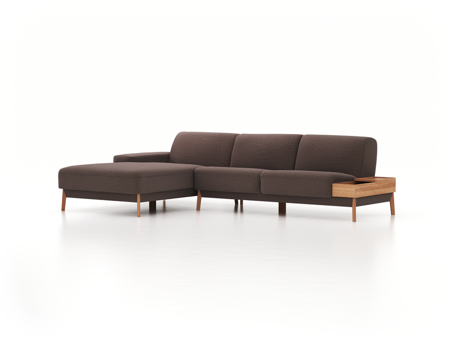 Lounge-Sofa Alani, B 300 x T 179 cm, Liegeteil links, Sitzhöhe in cm 44, mit Bezug Wollstoff Tano Natur Dunkel (81), Eiche
