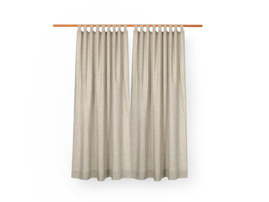 Fertigvorhang JANIS, cappucchino, Fahnenbordüre,160 x 240 cm, 100 % Leinen, GOTS