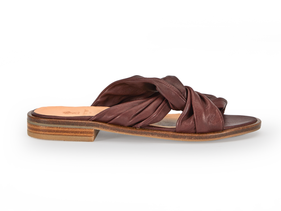 Leder Pantolette, 22 burgund