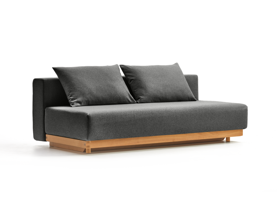 Schlafsofa Nebo, Bezug Wollstoff Stavang Schiefer, Buche, inkl. 2 Kissen 