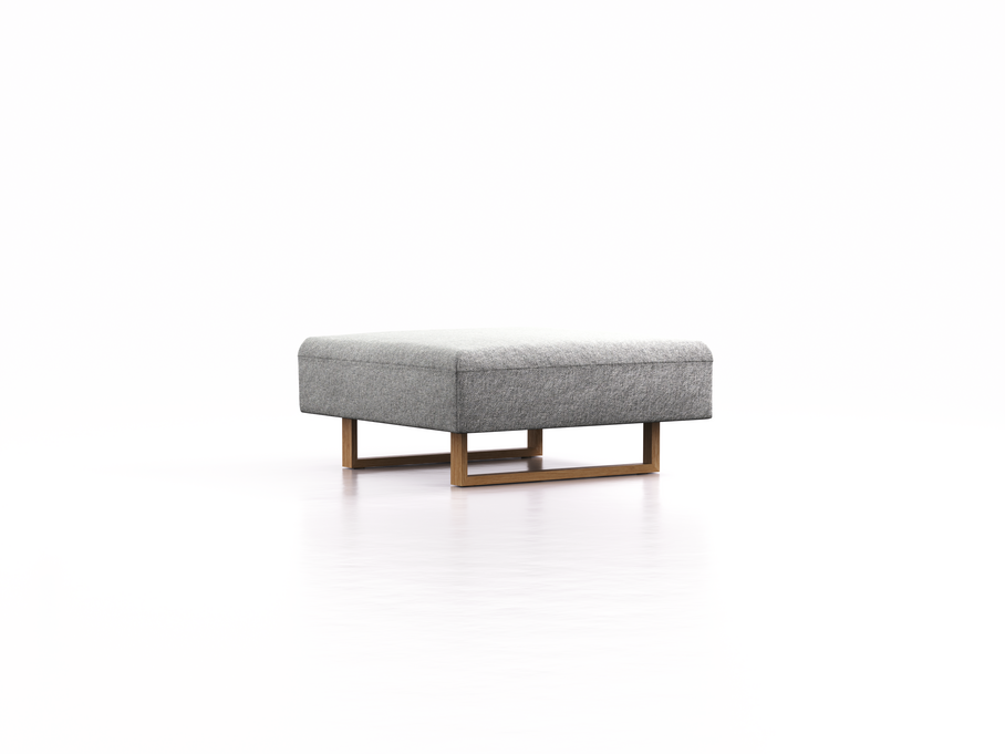 Hocker Sereno, B96xT96cm, Sitzhöhe 43 cm, Kufenfuß Eiche, Wollstoff Kaland Kiesel