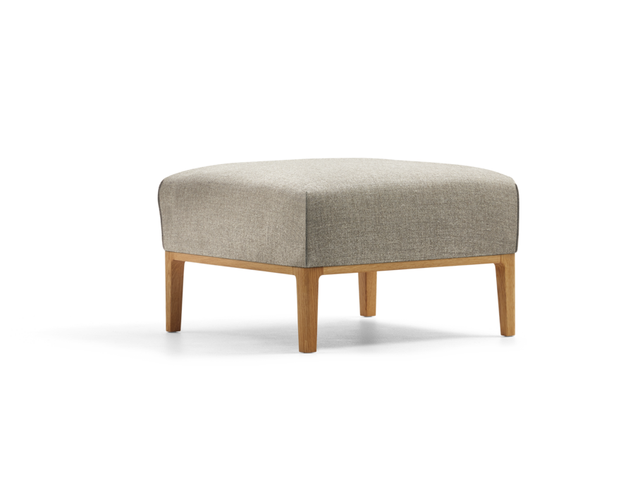 Hocker Lorea, mit Bezug Wollstoff Tano Natur, Eiche