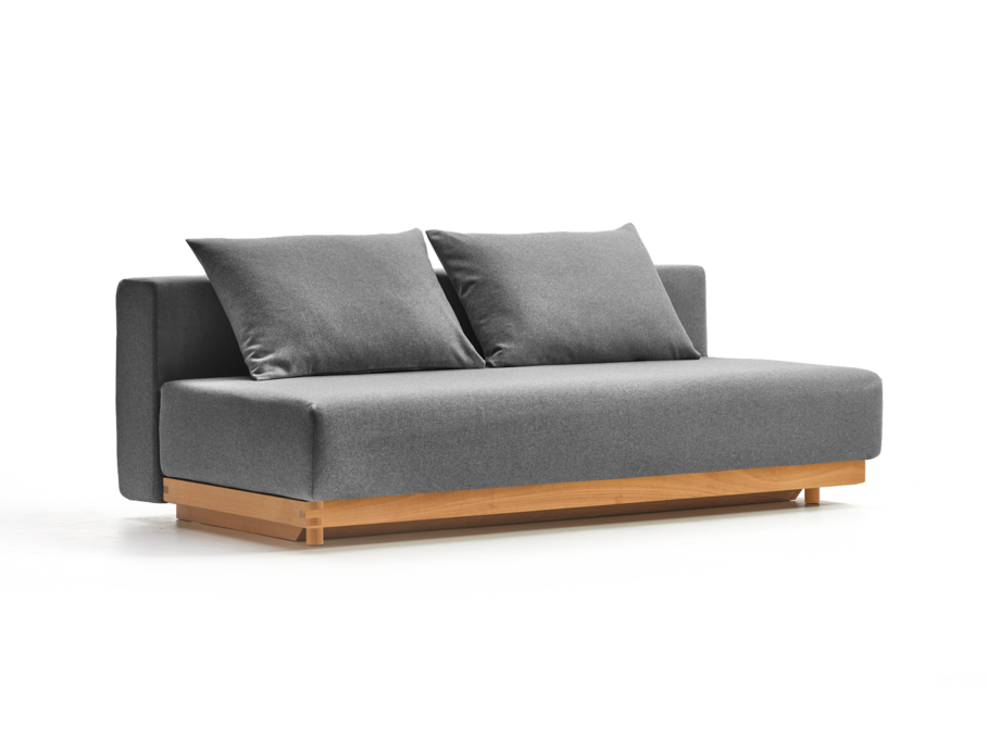 Schlafsofa Nebo, Bezug Wollstoff Stavang Stein, Buche, inkl. 2 Kissen
