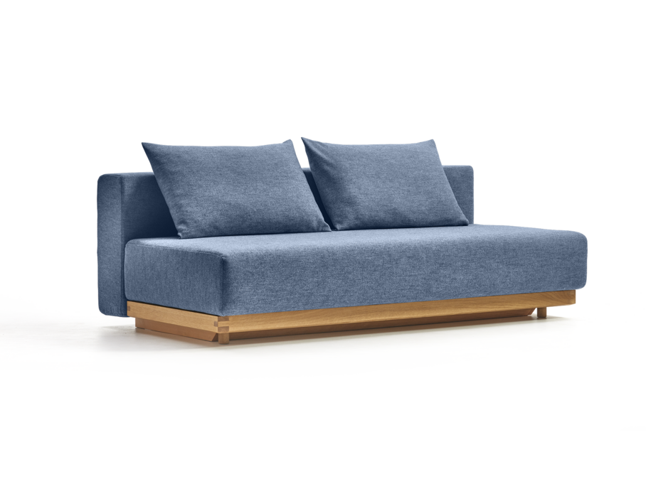Schlafsofa Nebo, Bezug Wollstoff Elverum Ozean, Buche, inkl. 2 Kissen