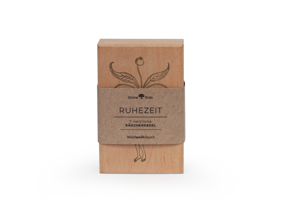 Räucherkegel Ruhezeit im Holzkistchen, 7 Kegel