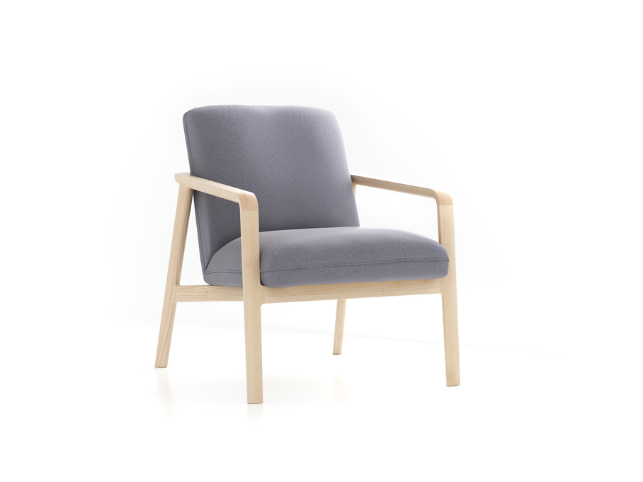 Fauteuil Ketil, Wollstoff Elverum Torfblau (82), Esche