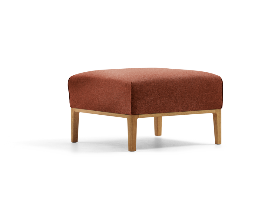 Hocker Lorea, Eiche, mit Bezug Wollstoff Kaland Ziegel