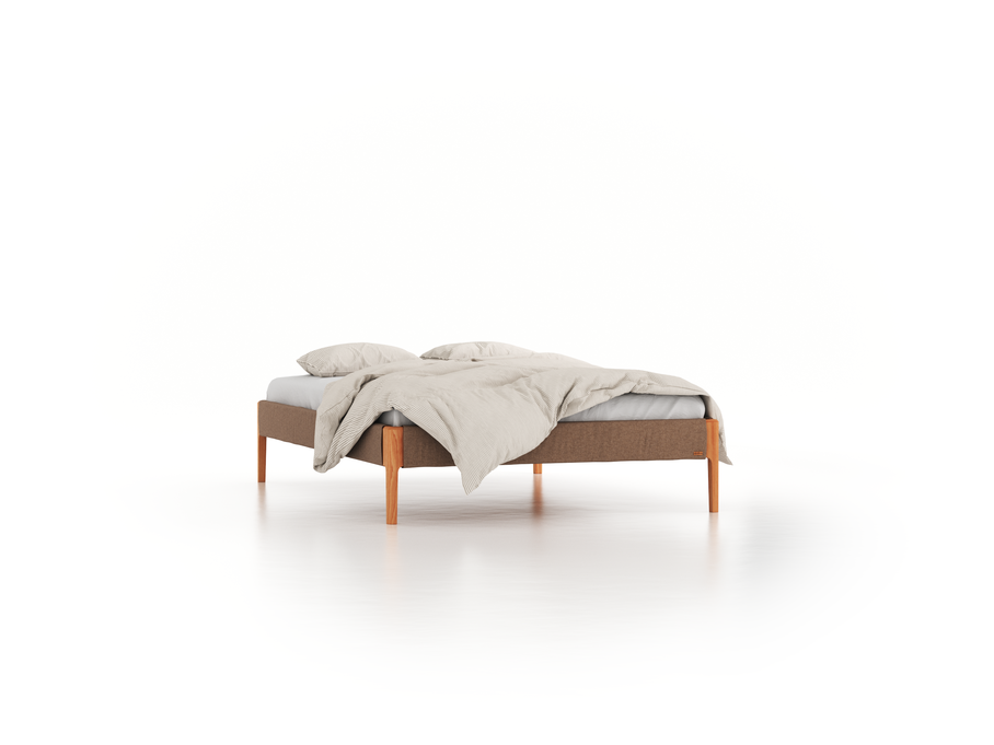 Bett Lorea ohne Betthaupt, 140 x 200 cm, Wollstoff Stavang Sand (66), Buche