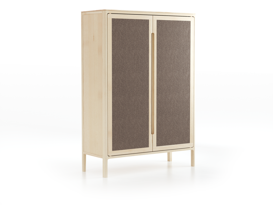 Vitrine Tenso, H= 142.4, Türfüllung Wollstoff Tano Natur (79), Esche