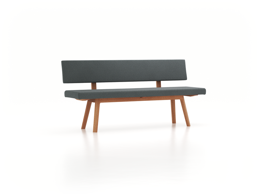 Polsterbank Mirato mit Rückenlehne, L 180 x T 56,5 x H 86 cm, Sitzbreite 179,5cm, Wollstoff Elverum Grüngrau (84), Eiche