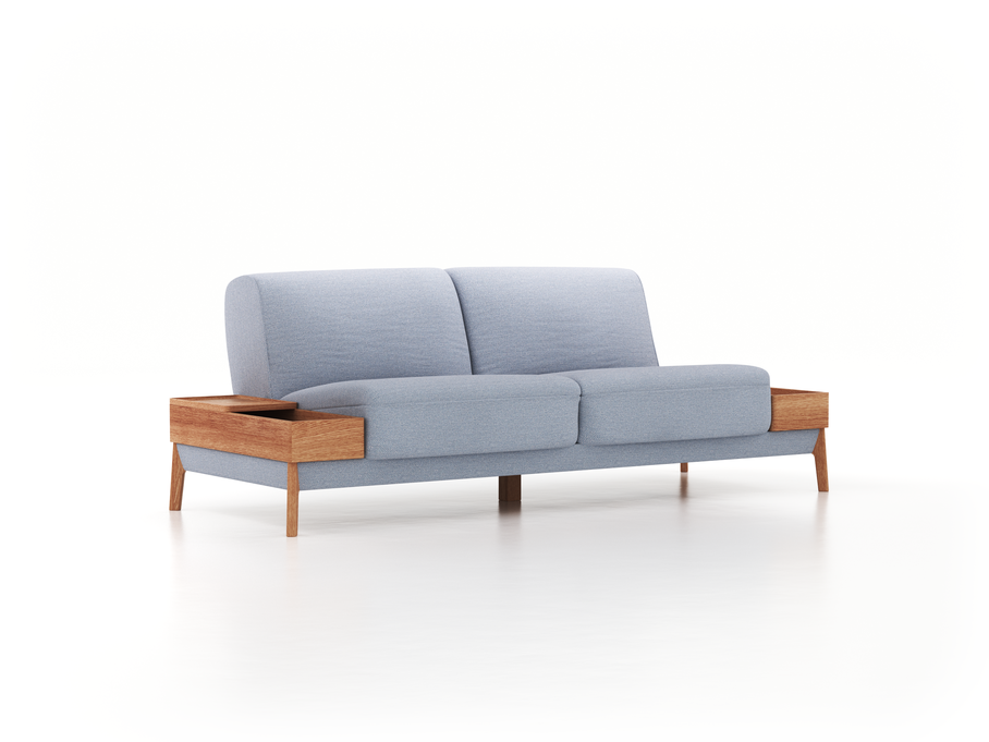 2er-Sofa Alani, B 252 x T94 cm, Sitzhöhe in cm 44, mit Bezug Wollstoff Elverum Blaugrau (83), Eiche