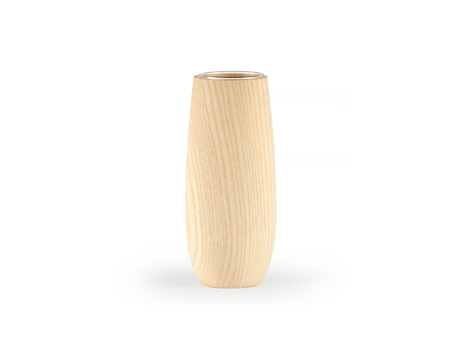 Vase aus Eschenholz, inkl. Glaseinsatz